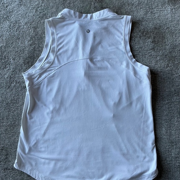 LULULEMON White Front Zip Mock Neck Tennis Tank Top size 8 - Picture 4 of 5